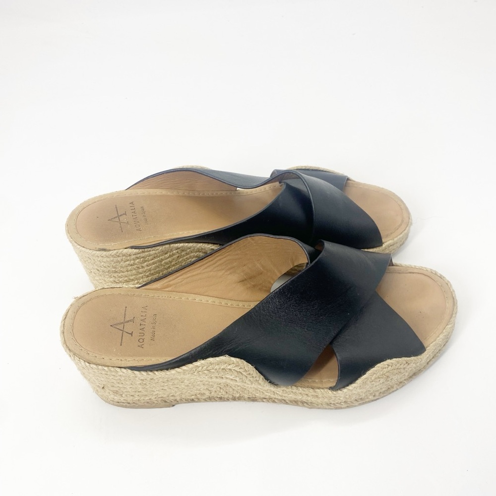 Aquatalia Women’s Marina Espadrille Sz 9 Black Wedge Platform - Picture 6 of 7